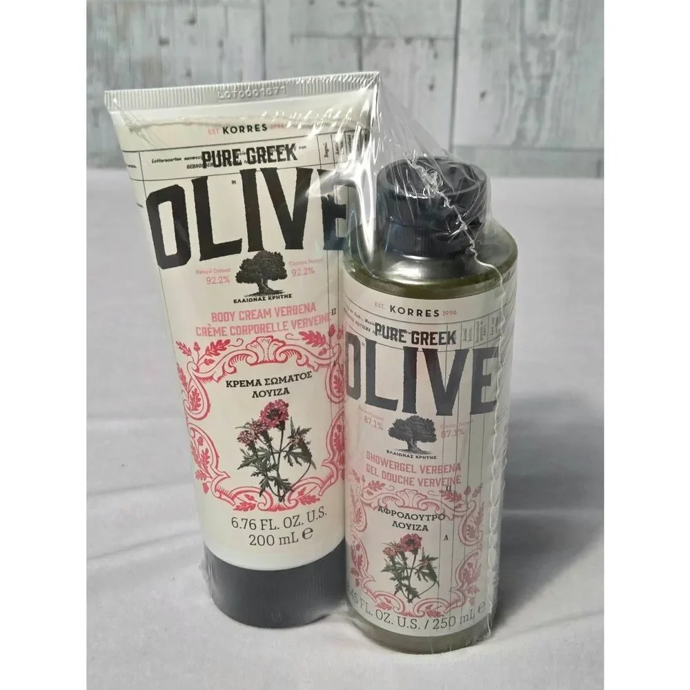 Korres Verbena Greek Olive Oil Body Cream and Shower Gel Set SEALED